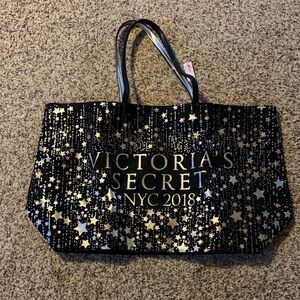 Victoria's Secret Black Tote with Gold Star Print